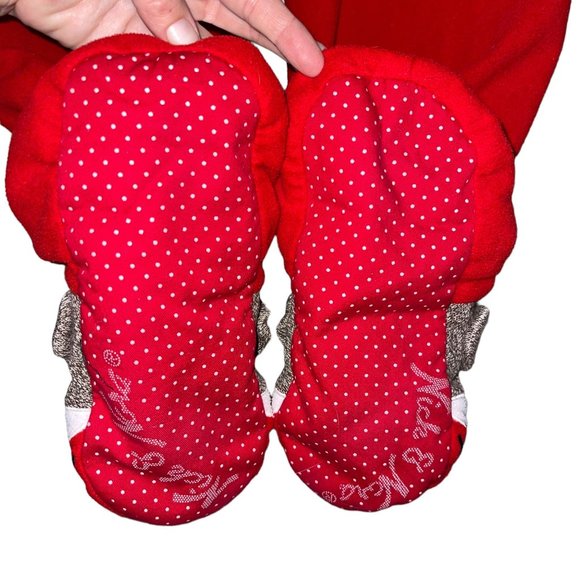 Nick & Nora Red Sock Monkey Pajamas Womens M Footie Unionsuit PJs Costume Solid - Picture 7 of 8